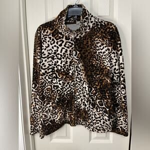 Ongue Casuals Vintage Animal Print Zip Full Zip Mob Wife Jacket size XL